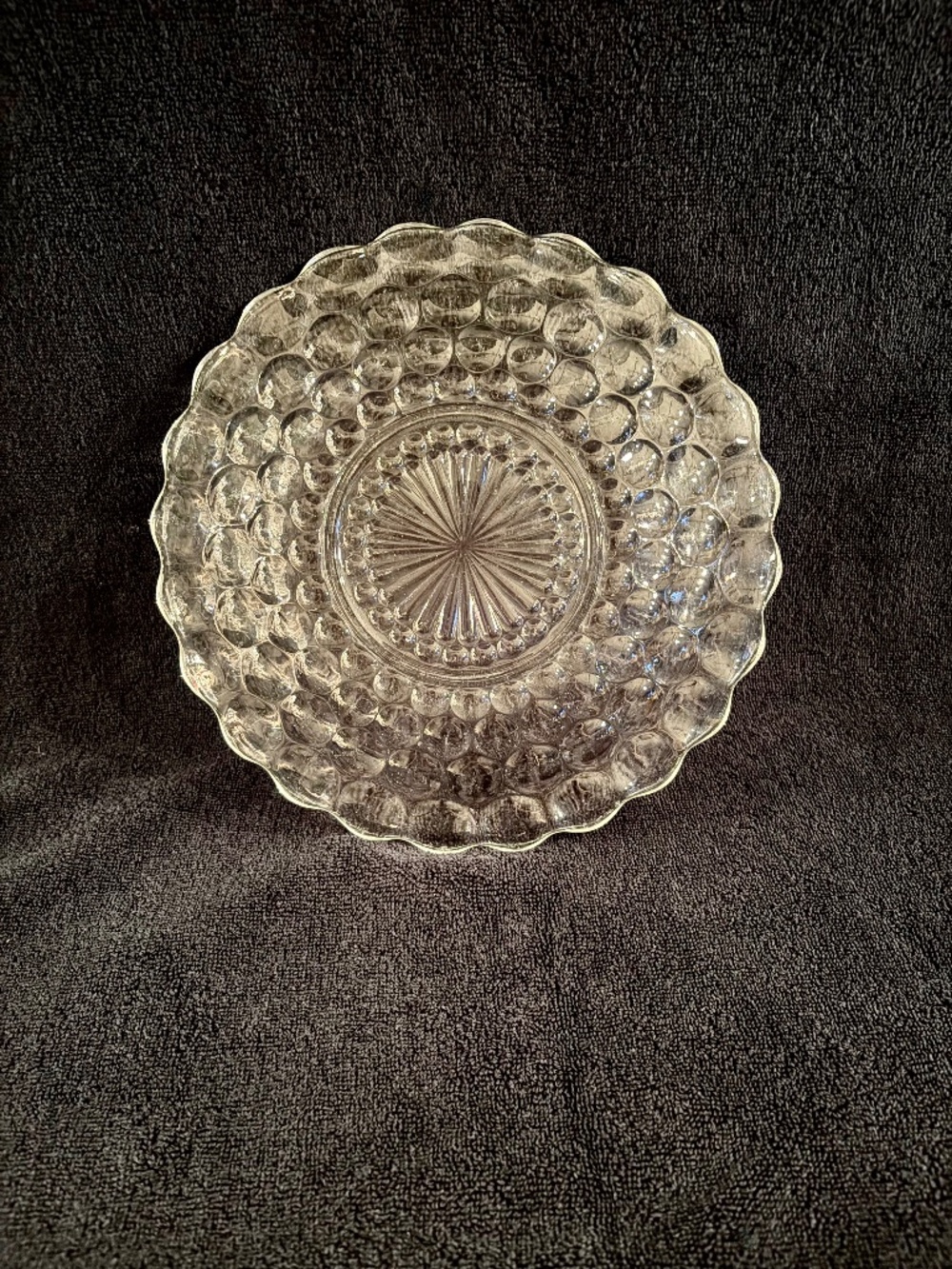 Vintage Clear Bubble Glass Plate